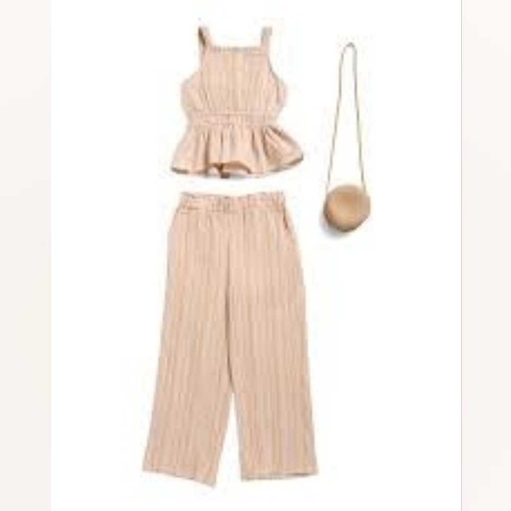 Tahira Girls Tan Striped Set Size 5